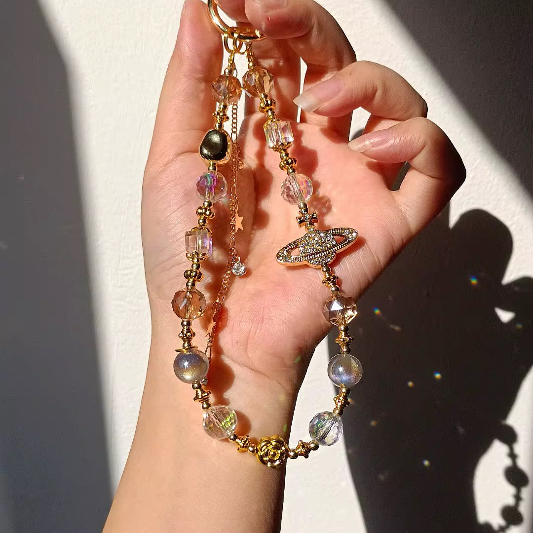 Celestial Saturn Beaded Phone Chaino