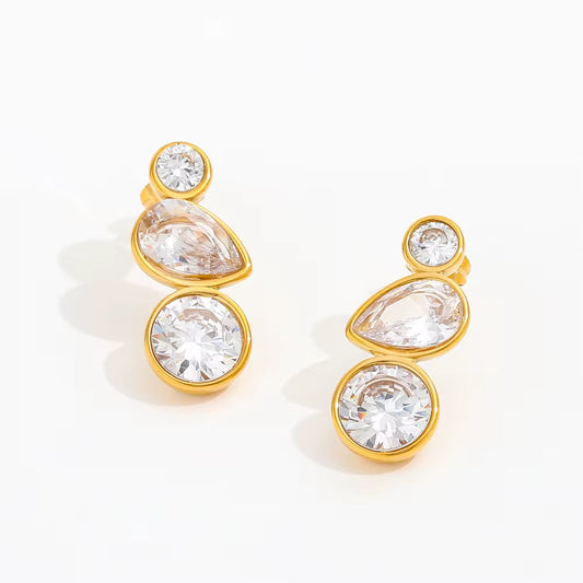 Round Teardrop Tassel Stud Earrings