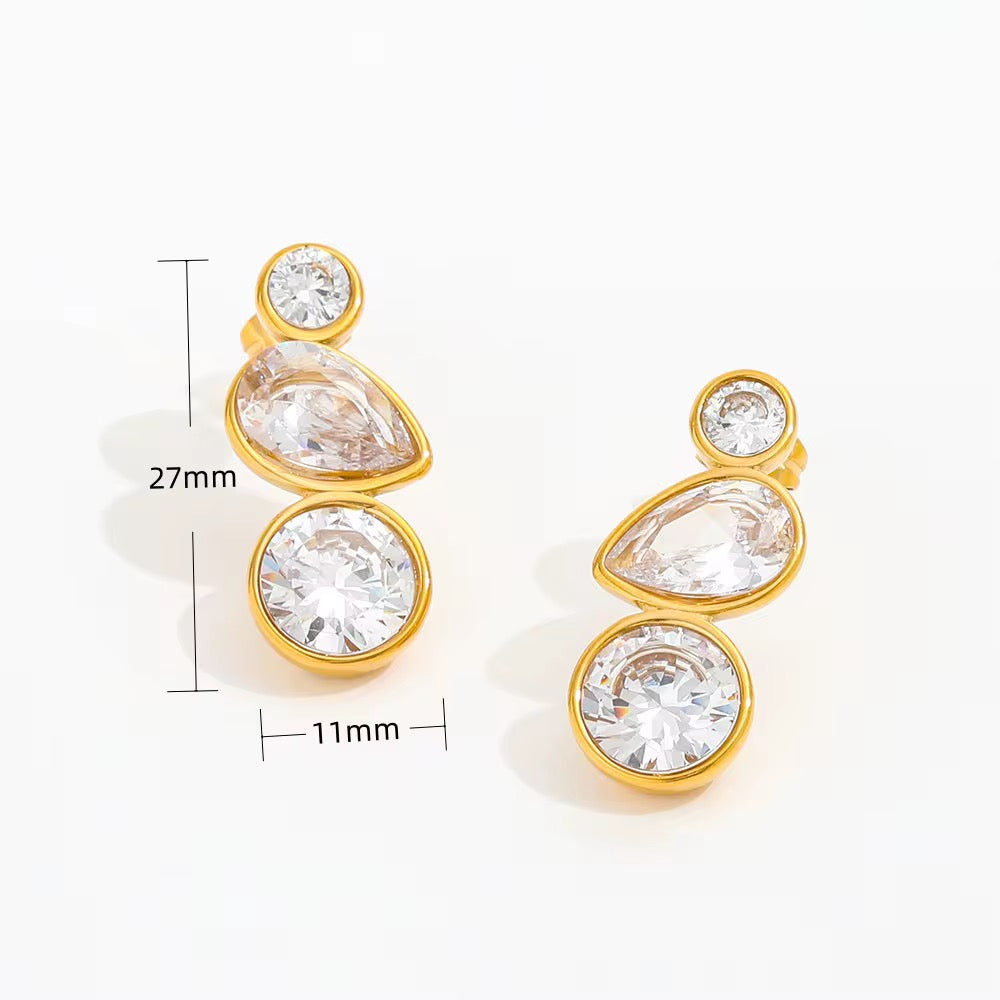 Round Teardrop Tassel Stud Earrings